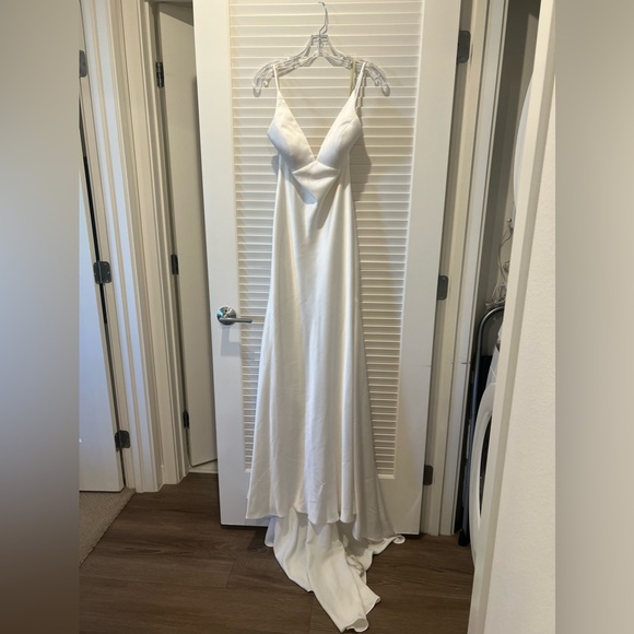 Jenny by Jenny Yoo Marnie Bias-Cut Satin V-Neck Scoop-Back Wedding Gown - Picture 2 of 4